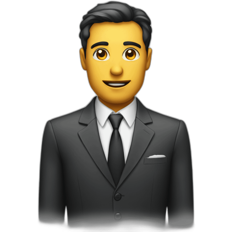 Front Portrait a fish human-like face, featuring expressive visage, talking. with a sleek shirt and tie like a salesman emoji