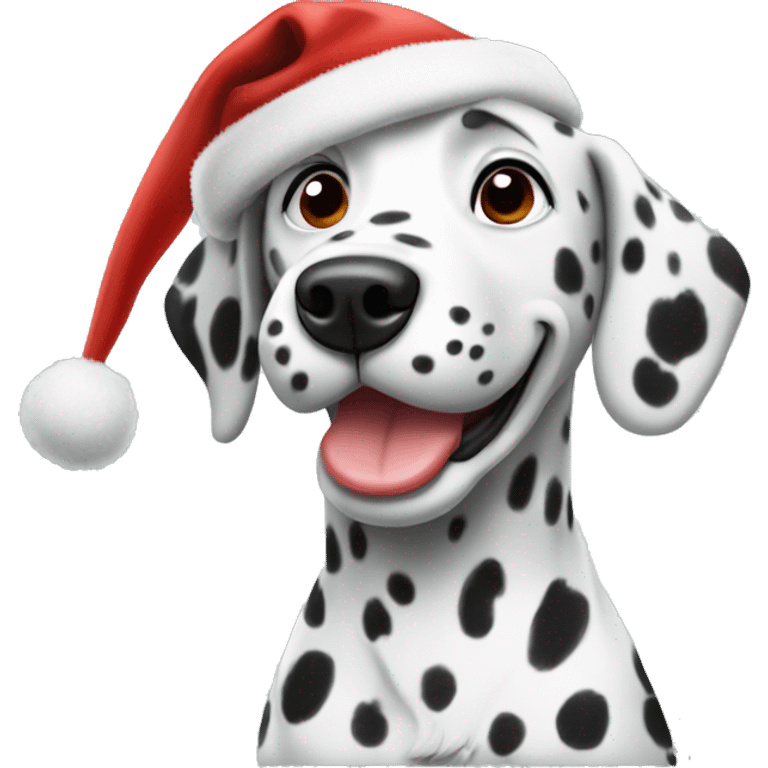 Dalmatian dog wearing a Christmas hat emoji