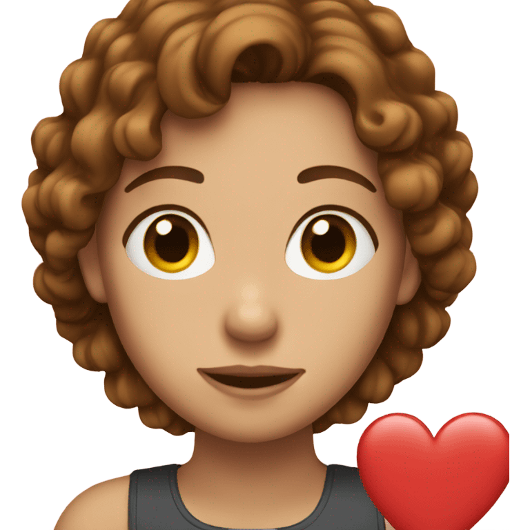 Heart with a female with brown hair emoji