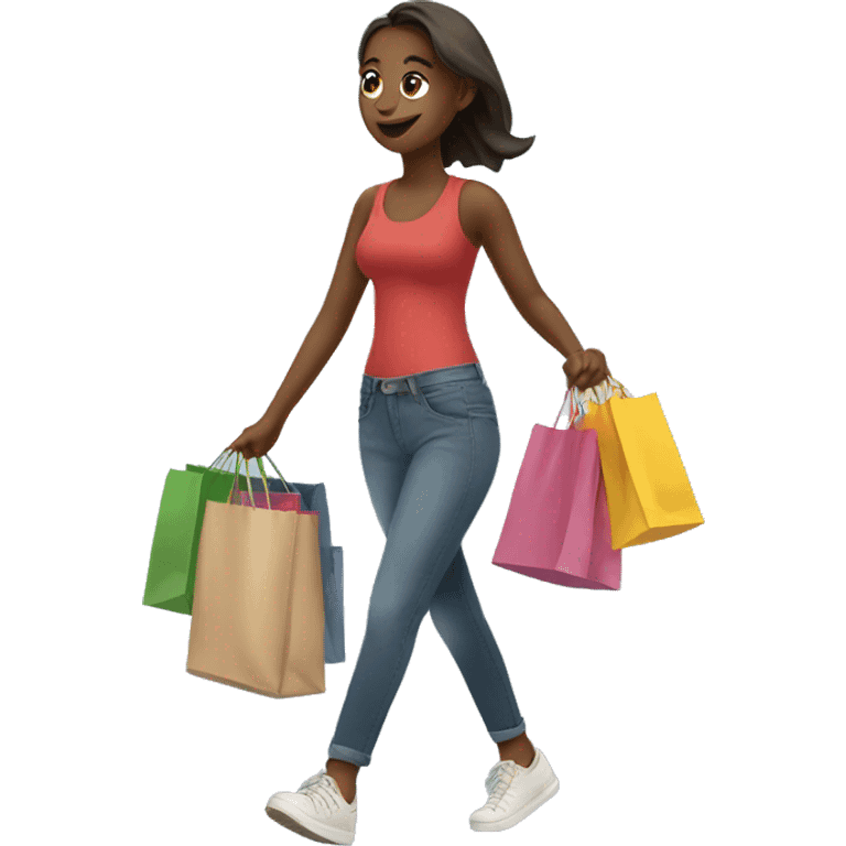 girl walking with lots of shopping bags emoji