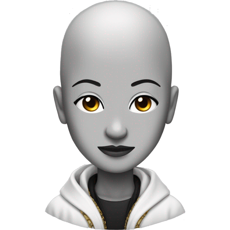 bald futuristic zen with black earrings emoji