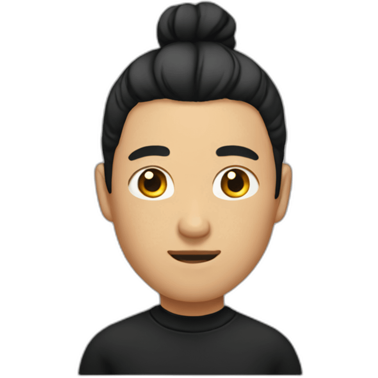 asian male wearing black hoodie with man bun emoji