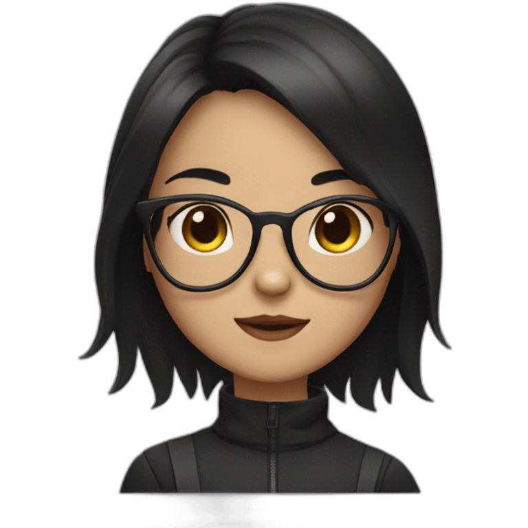 Cat girl with dark hair and glasses emoji