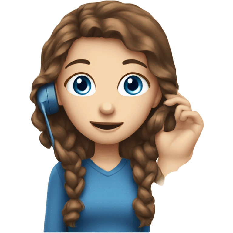 Girl with brown hair and blue eyes phoning   emoji