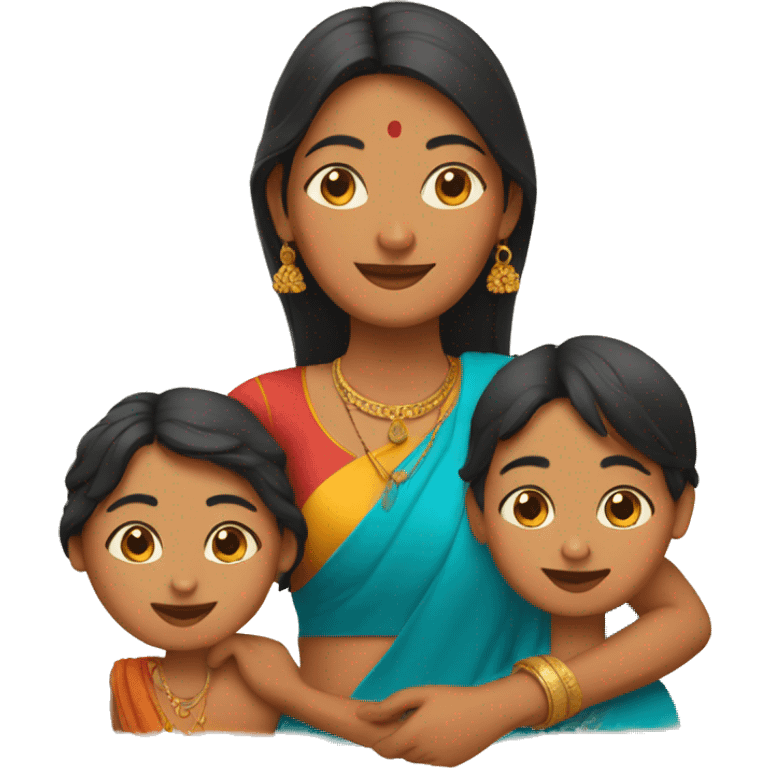 A indian mother with her two duagters emoji