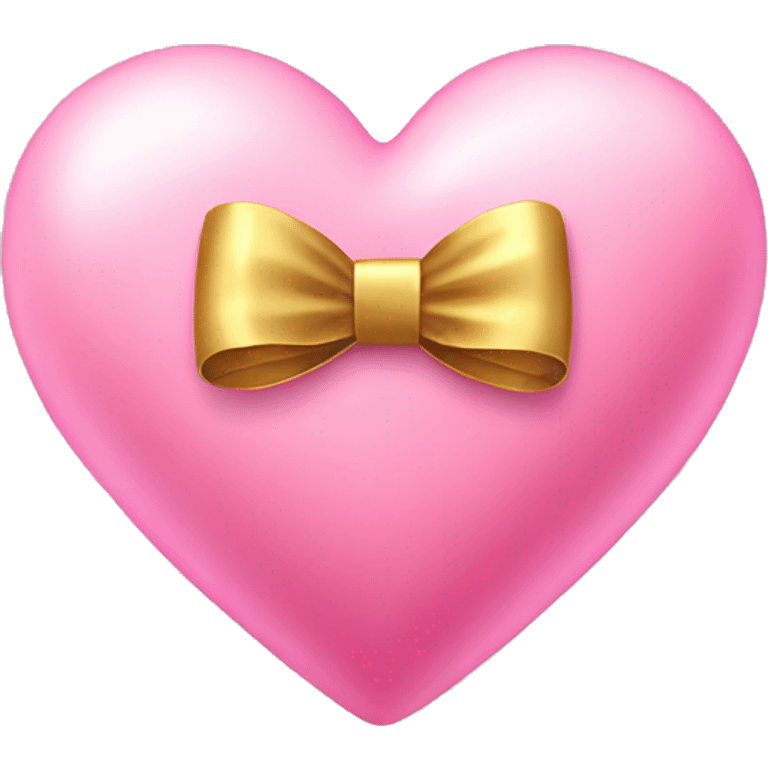 cute pink heart with gold bow emoji