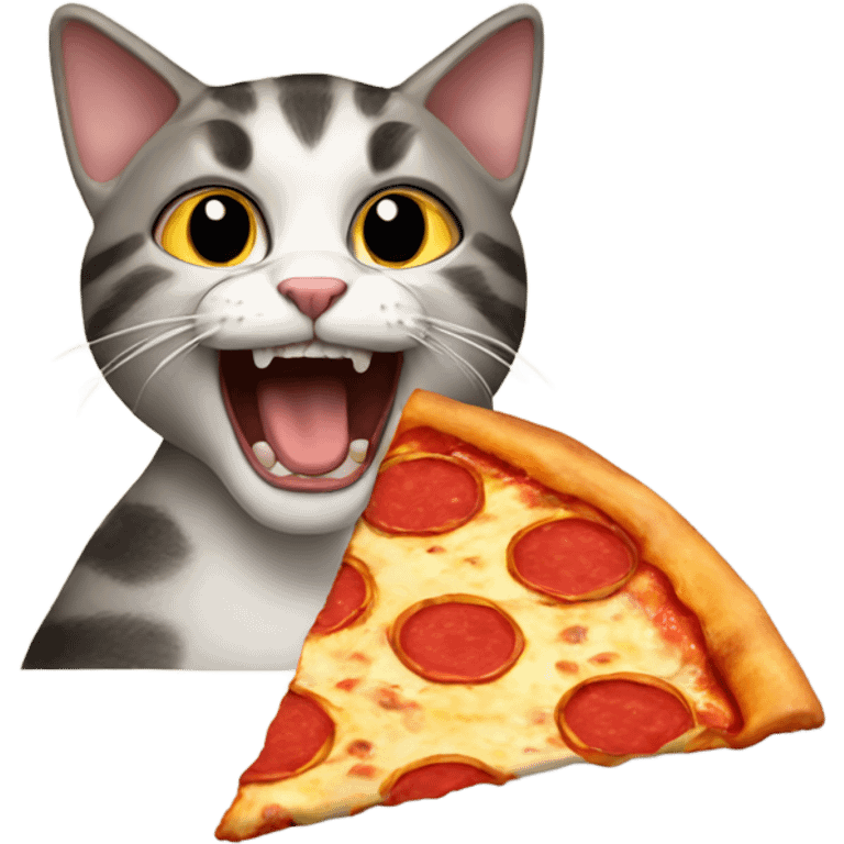 Cat eating a pizza emoji