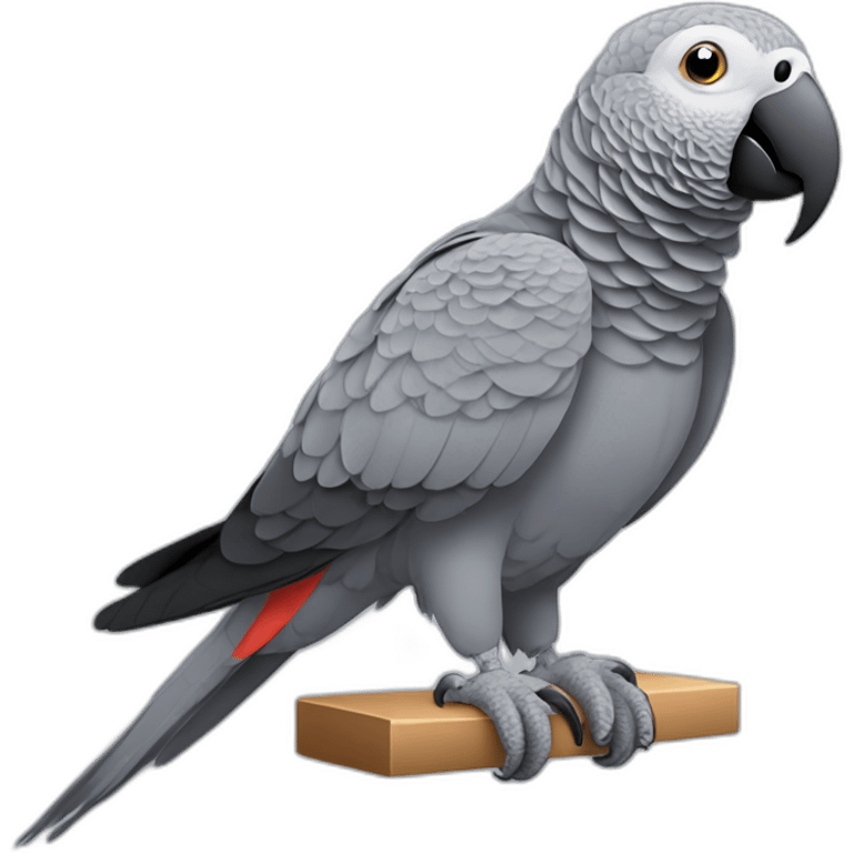 African grey parrot with microphone emoji