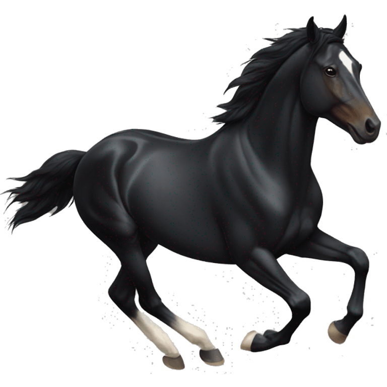 Running black horse  emoji