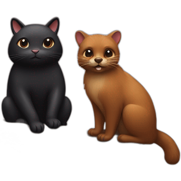 Black cat and a beaver  emoji