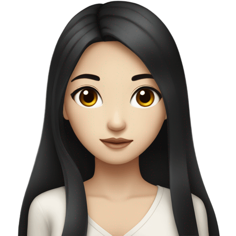 Beautiful girl,Black hair,long hair,Black eyes,Korean emoji