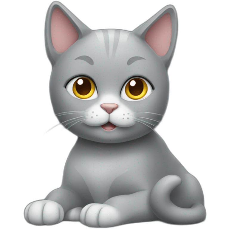 grey cat sitting in front of computer emoji