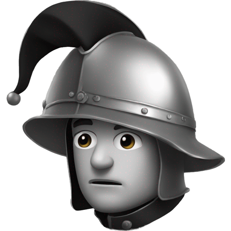 Sitting Guy wearing a morion kettle helmet crestfallen emoji