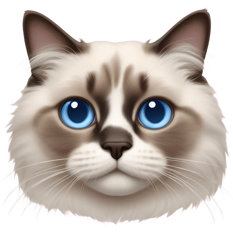 Realistic ragdoll cat with blue eyes laying on pink pillow emoji