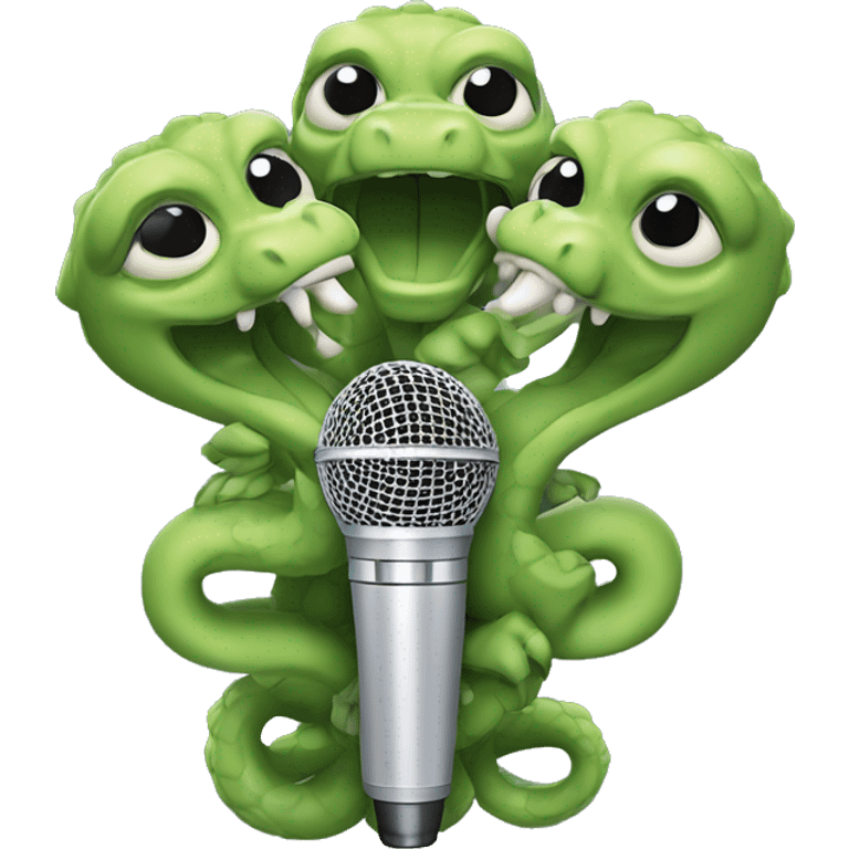 three-headed hydra holding a shure sm58 microphone in its paws emoji