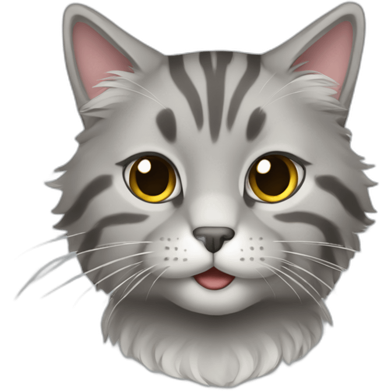 fluffy grey tabby colored cat sitting emoji