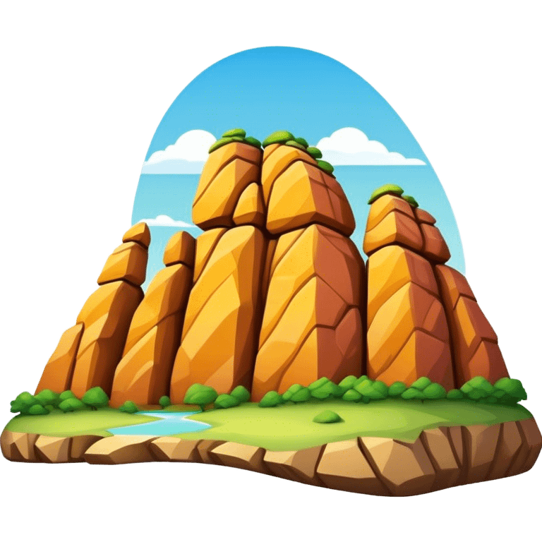 Cinematic Realistic Guatap√© Rock Landmark Emoji, showcasing a vividly colored rock formation with intricate patterns rendered with detailed textures and vibrant, scenic lighting. emoji