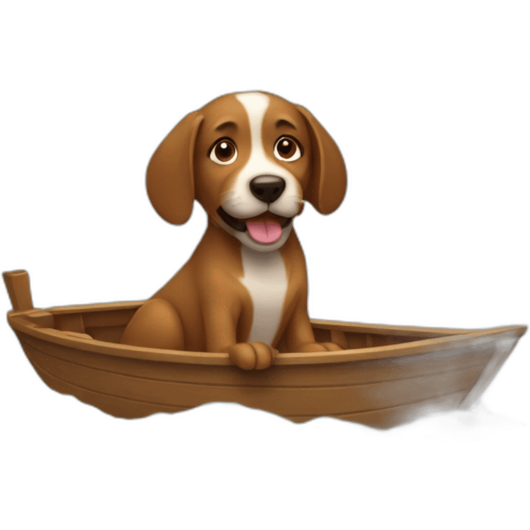 Brown dog on a boat  emoji