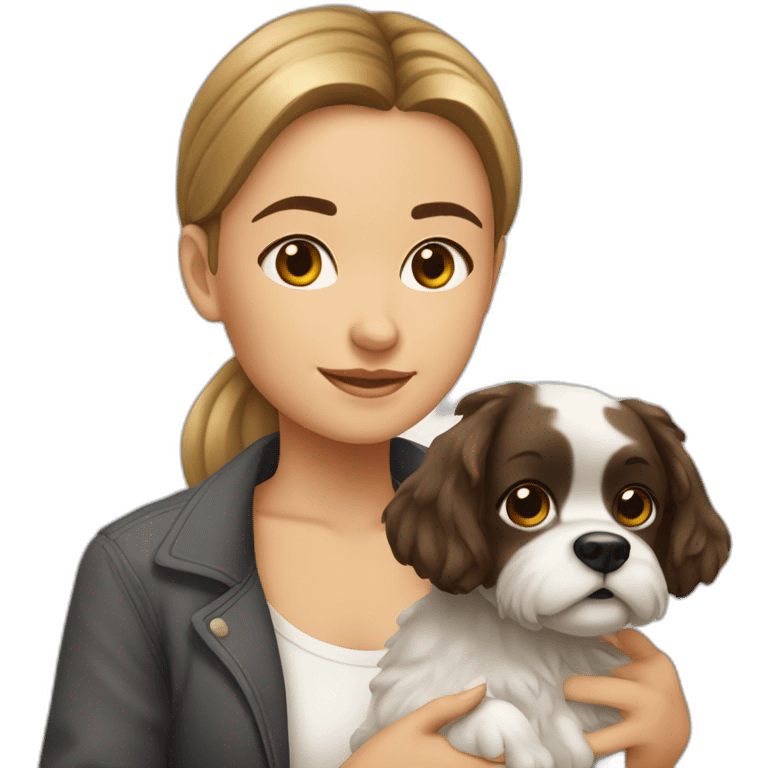 Menina com cachorro Shitzu emoji