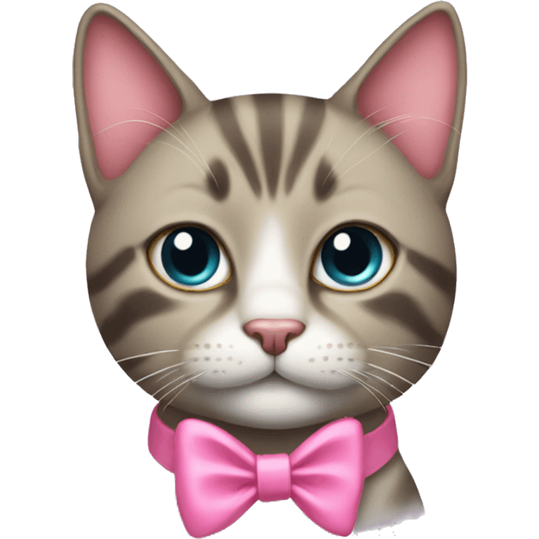 A cat with a pink bow on its collar emoji