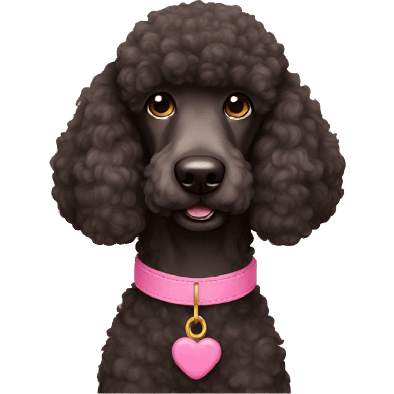 black brown standard poodle pink collar emoji