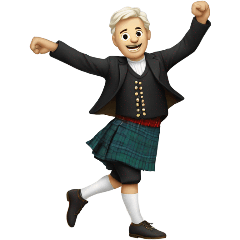 Dancing man in traditional Scottish clothes emoji