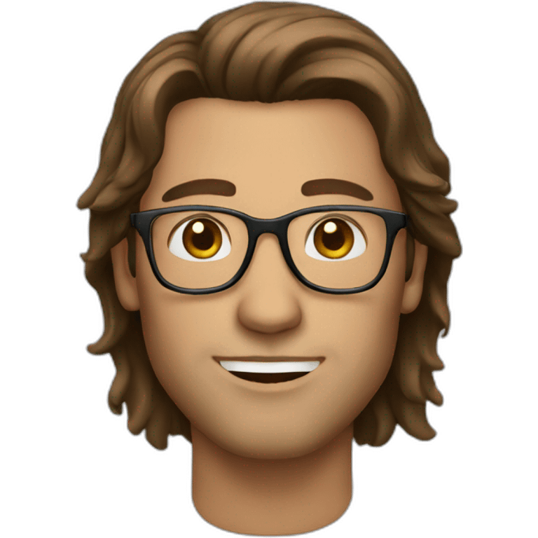 man long brown hair with glasses emoji