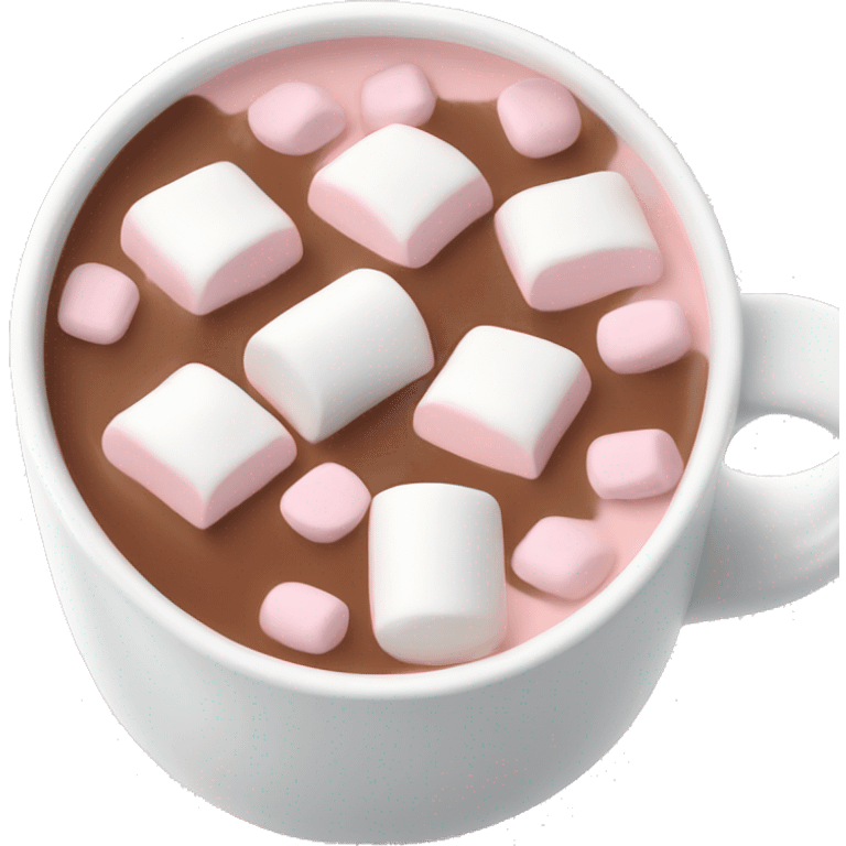 Light Pink mug of hot chocolate with marshmallows  emoji