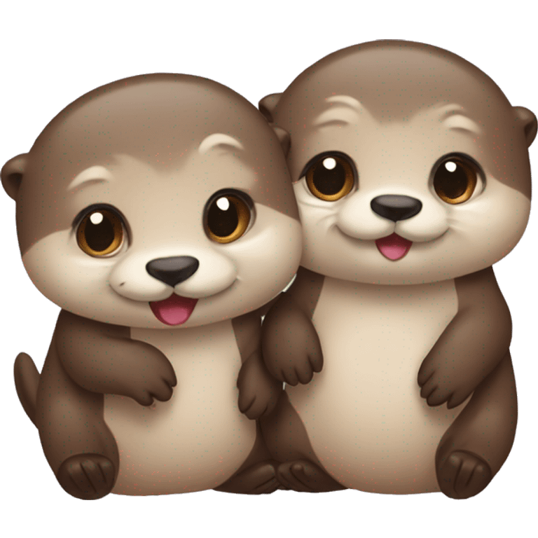 Two cute otters best friends emoji