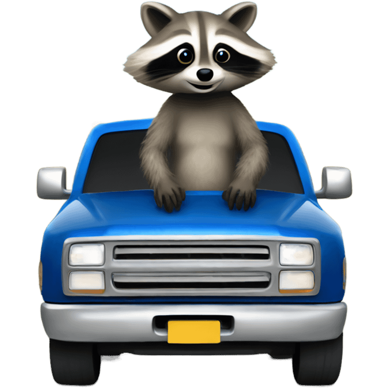 Raccoon driving blue pickup truck 2010 emoji