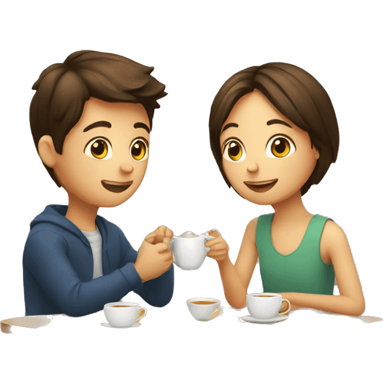 A boy and girl drinking tea emoji