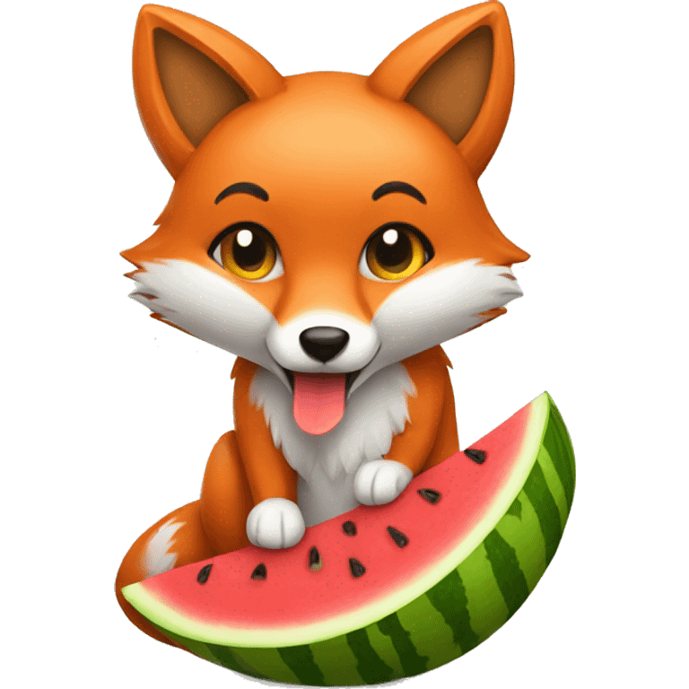 fox with watermelon emoji