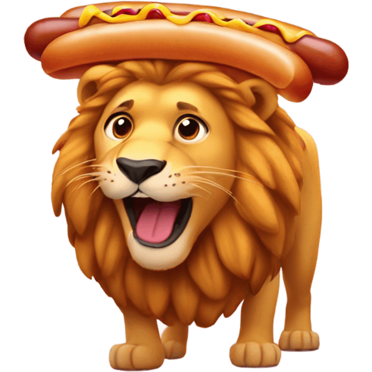 Lion wearing hotdogs emoji