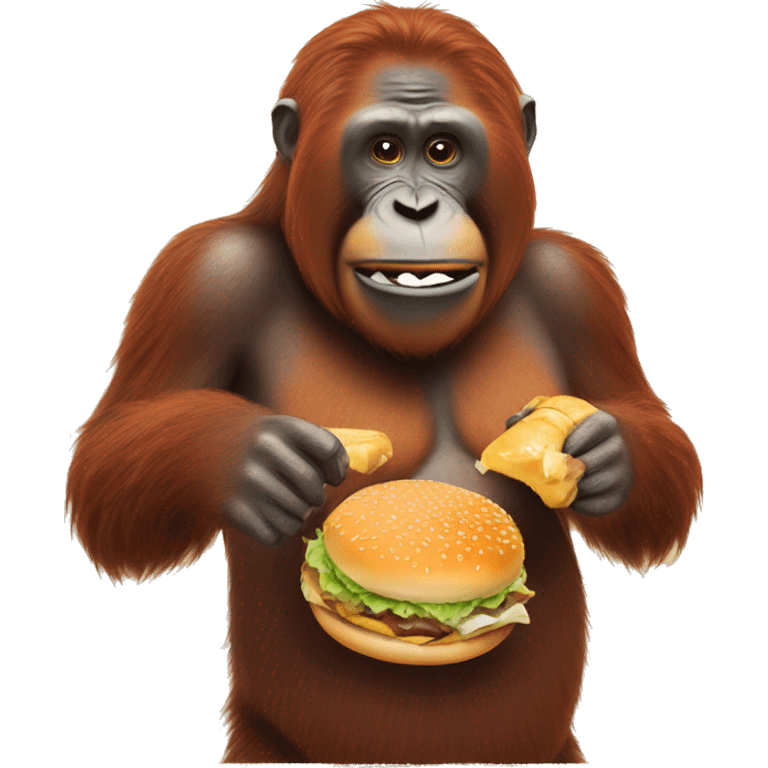 orangutan eating burger emoji