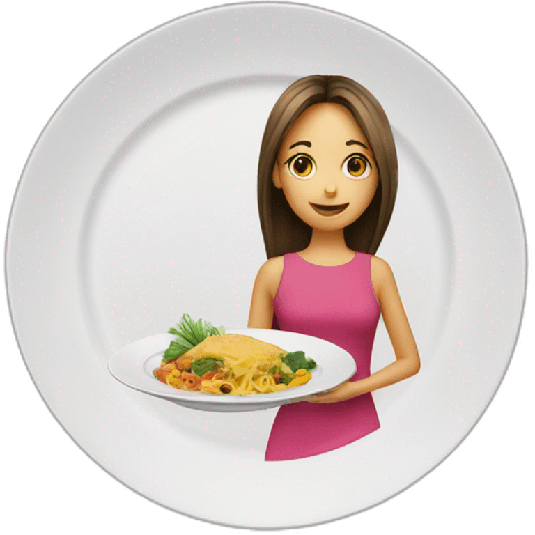 dinner plate with girl emoji