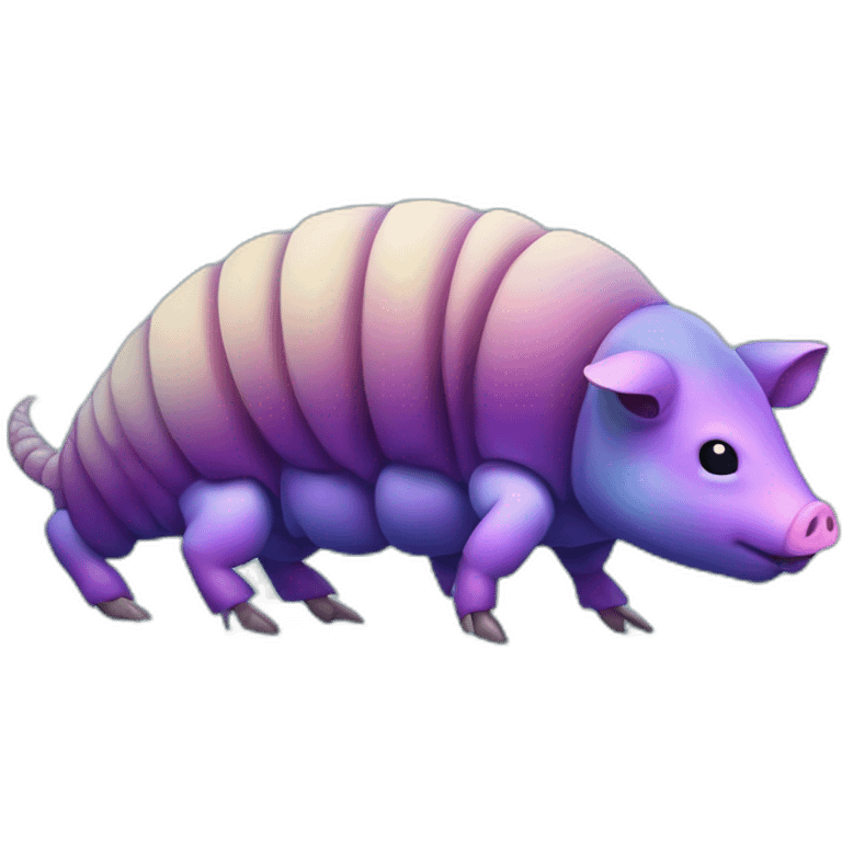 Iridescent cyan purple gradient pig armadillo cow centipede insect with star markings emoji