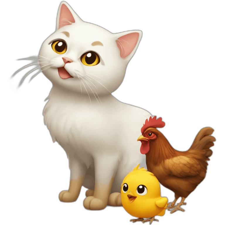 cat and chicken emoji