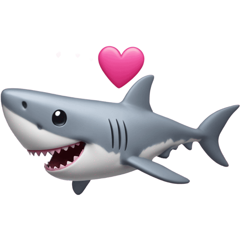 Pink shark with hearts behind  emoji