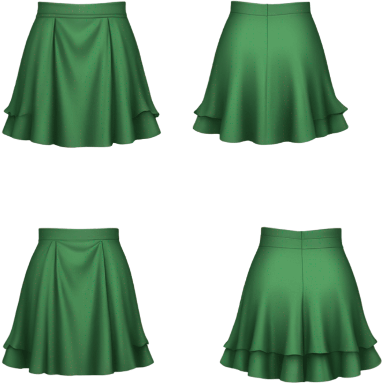 Realistic A-line high waisted green ruffle skirt, isolated emoji