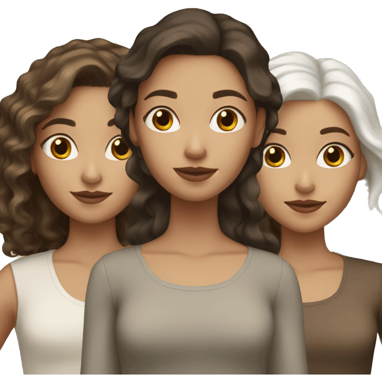 3 Sisters white skin Color they have dark brown hair, dark blonde hair and white hair  emoji