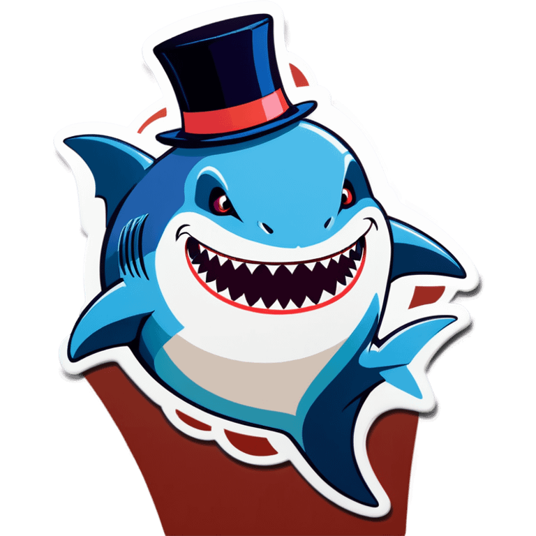 Shark with a top hat emoji