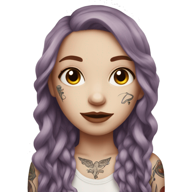 Beautiful girl with white skin, long red hair and tattoos emoji