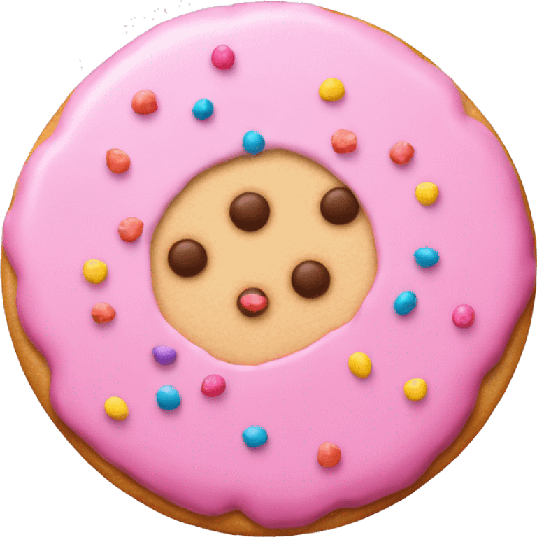 circle shaped pink cookie with sprinkles  emoji