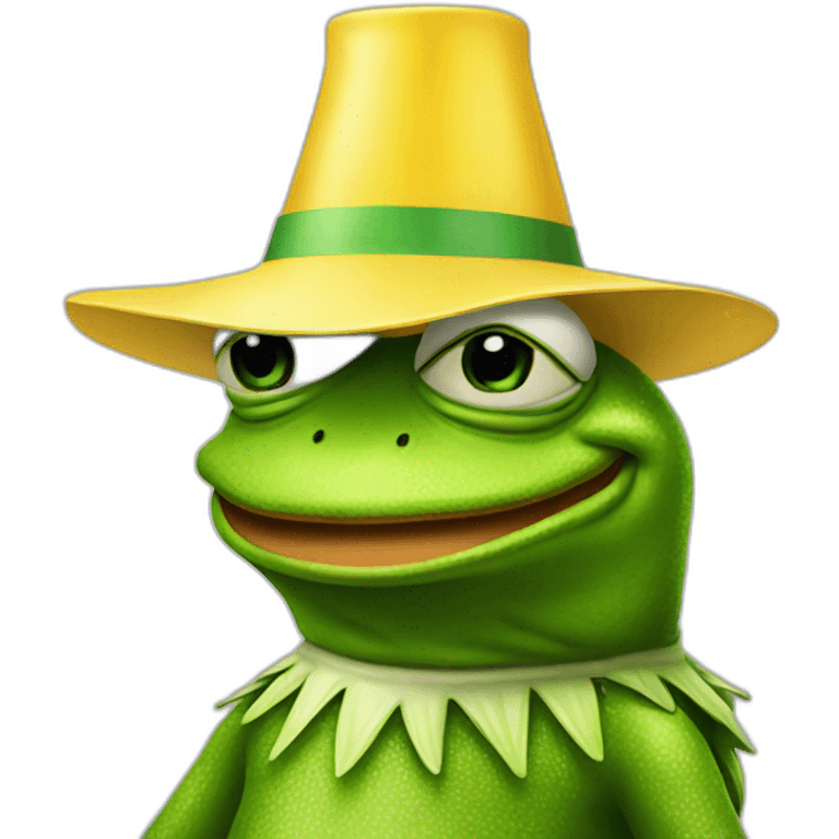 pepe the frog wearing a yellow party hat emoji