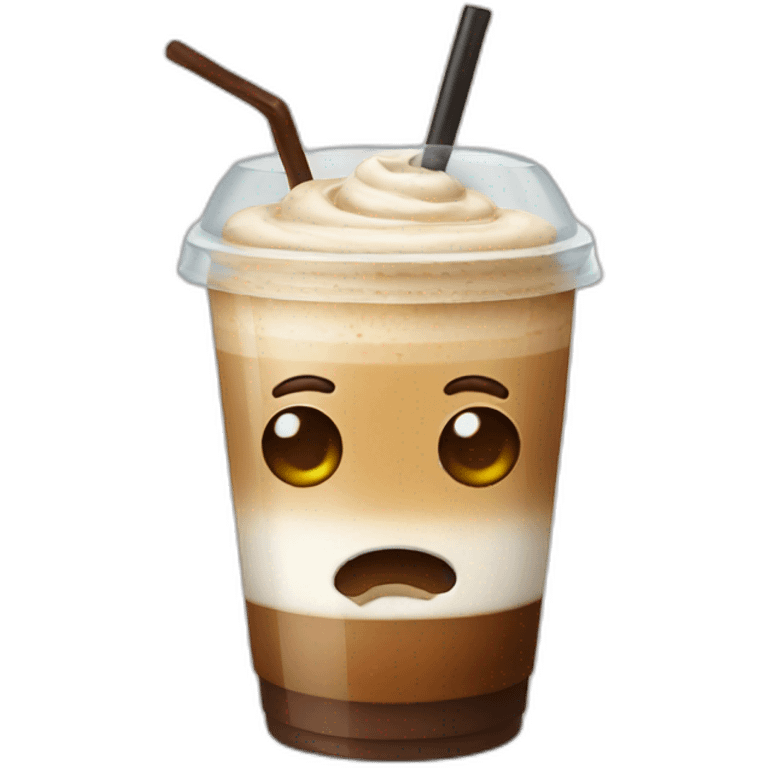 Icedcoffee with bow and face  emoji