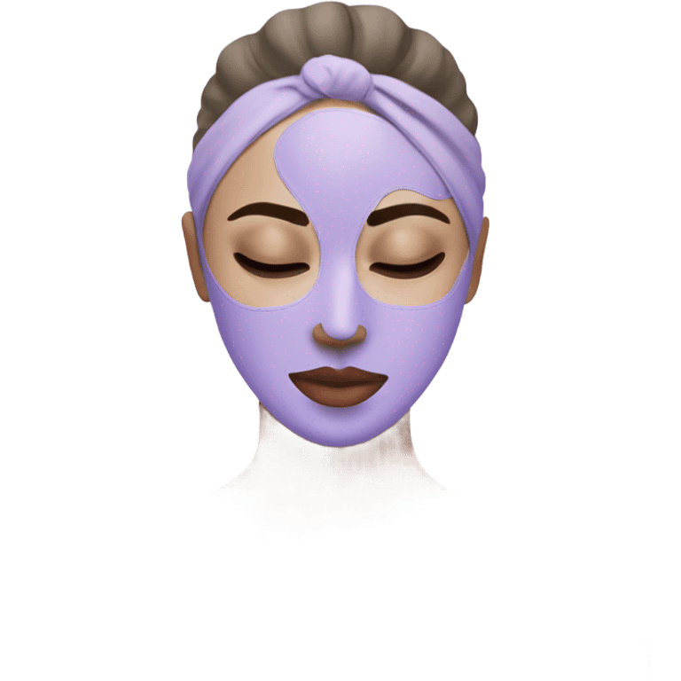 Lady with pastel Purple face mask spa beauty full face relaxing emoji