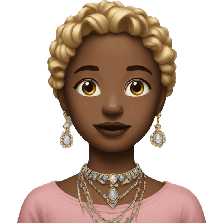 portrait of a girl with jewelry as🥺 emoji