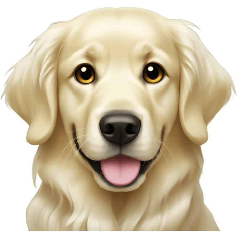 English cream golden retriever with olive green bow emoji