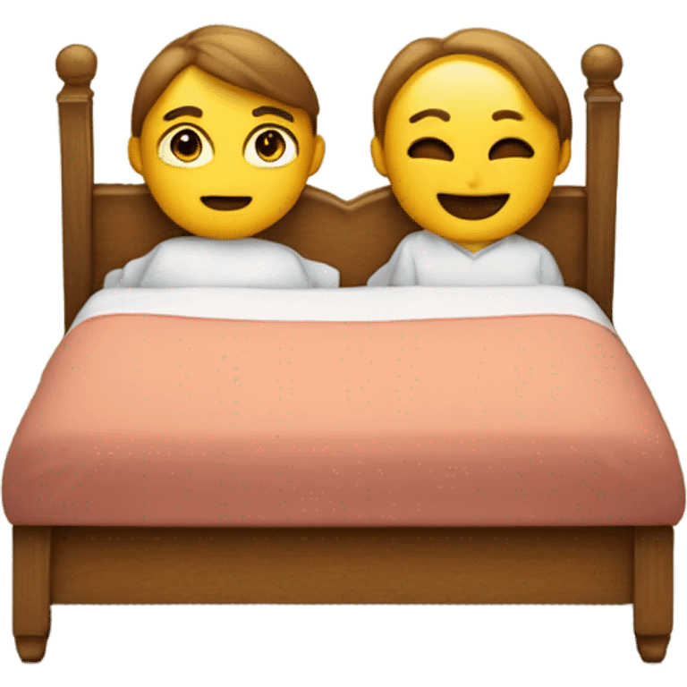 una cama con una persona encima de una persona estilo emoji jugando emoji