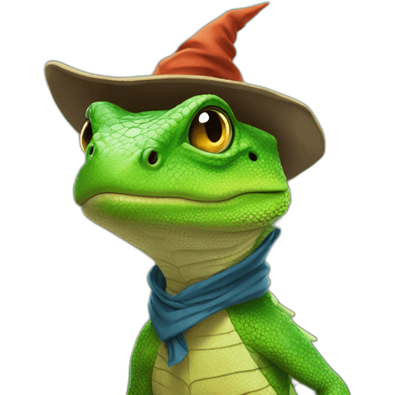 lizzard with wizard hat emoji